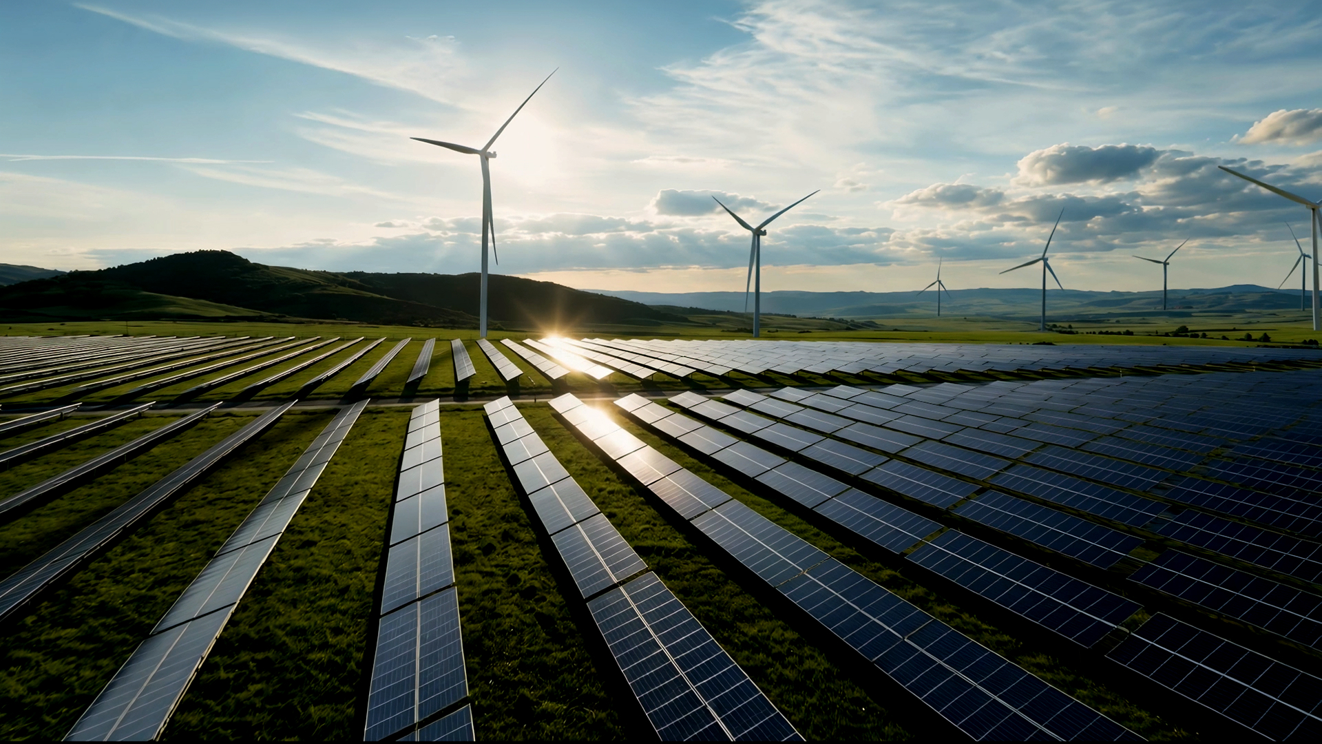 Suzlon wind turbine nacelle aerial view over green fields